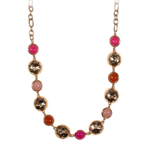 ROUND SHAPED VINTAGE EPOXY STONE MIXED SHORT NECKLACE