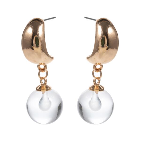 ORGANIC SHAPED CLEAR RESIN BEAD HYPOALLERGENIC EARRING