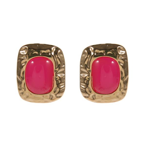 VINTAGE EPOXY W/HAMMERED METAL EARRING