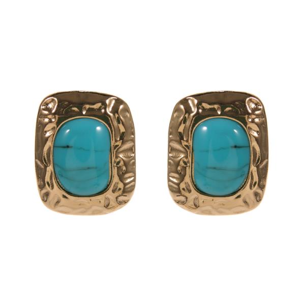 VINTAGE EPOXY W/HAMMERED METAL EARRING