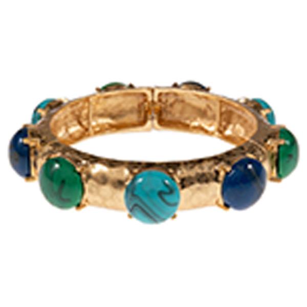 ROUND SHAPED FAUX STONE BANGLE STRETCH BRACELET