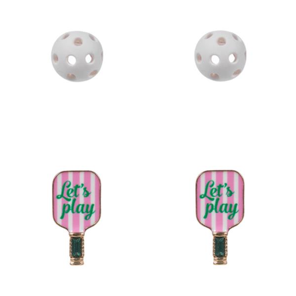 PICKET BALL SHAPED ENAML WITH PATTERN PRINT EARRINGS
