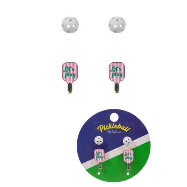 PICKET BALL SHAPED ENAML WITH PATTERN PRINT EARRINGS