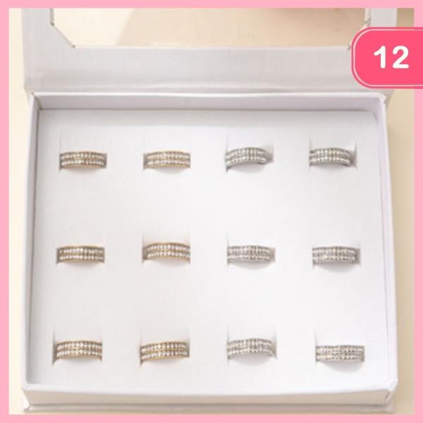 STAINLESS STEEL RHINESTONE RING (12 UNITS)