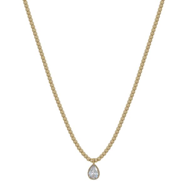 3MM CCB BODY TEARDROP CRYSTAL CHARM SHORT NECKLACE