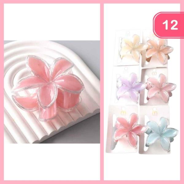 GLITTER TRIM PLUMERIA CLAW CLIP (12 UNITS)