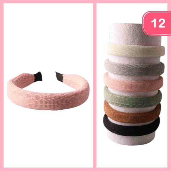 RAYON WOVEN PUFFY HEADBAND (12 UNITS)