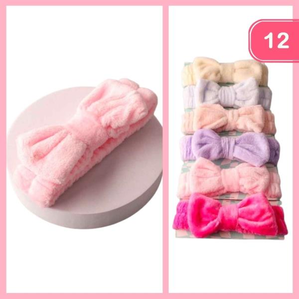 PLUSH SPA BOW HEADBAND (12 UNITS)