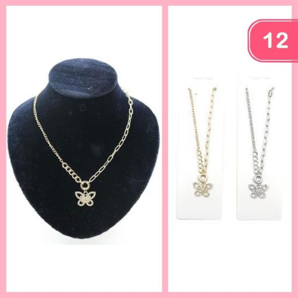 BUTTERFLY PENDANT CHAIN NECKLACE (12 UNITS)