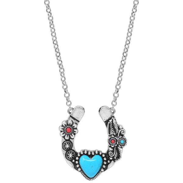 WESTERN HORSESHOE MULTI STONE NECKLACE