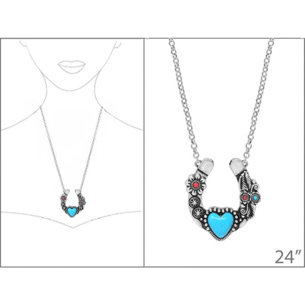WESTERN HORSESHOE MULTI STONE NECKLACE