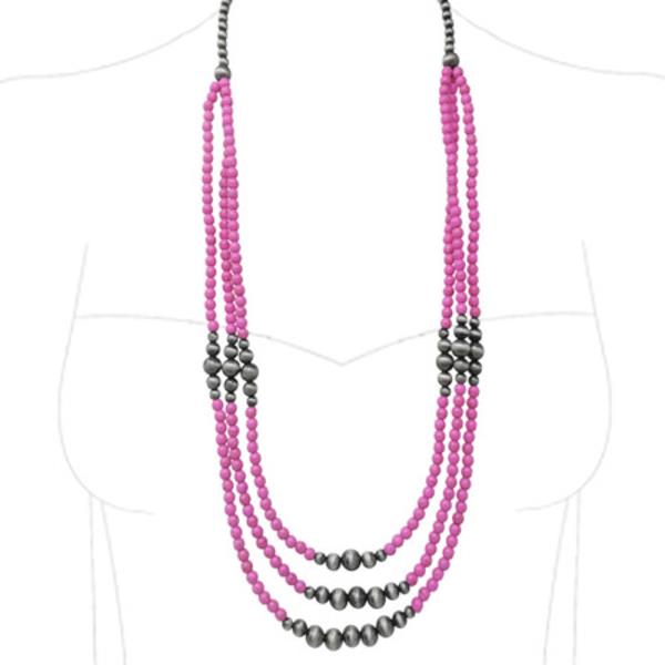 WESTERN NAVAJO WITH SEMI STONE LAYERED NECKLACE