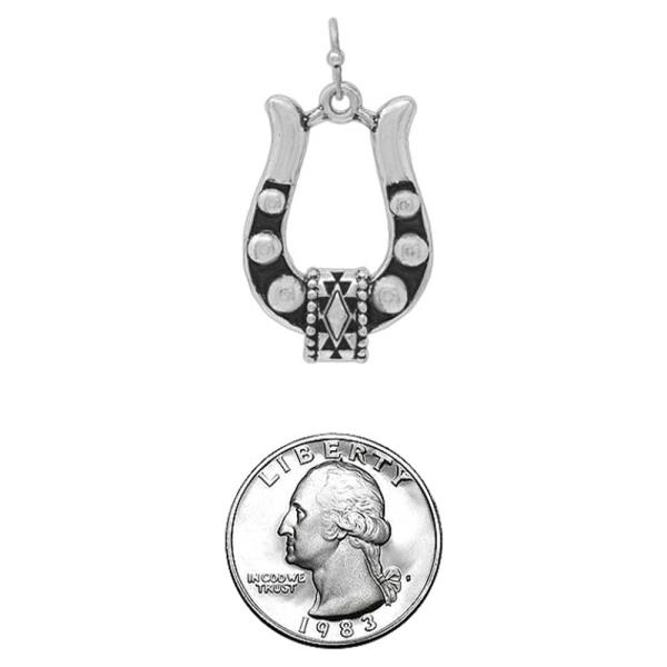 WESTERN BALL TEXTURE HORSESHOE DANGLE EARRING