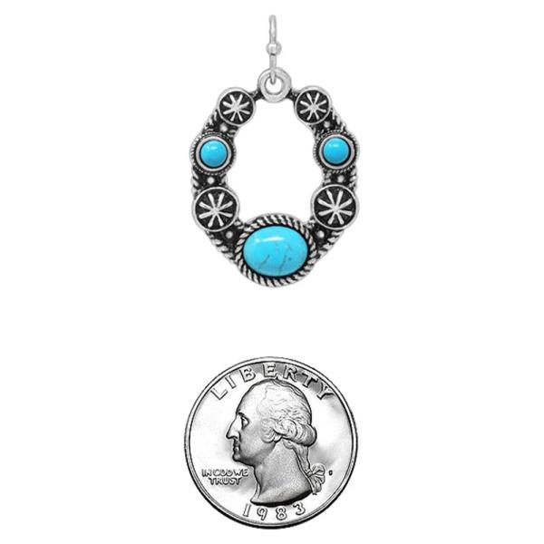 WESTERN HORSESHOE SEMI STONE EARRING