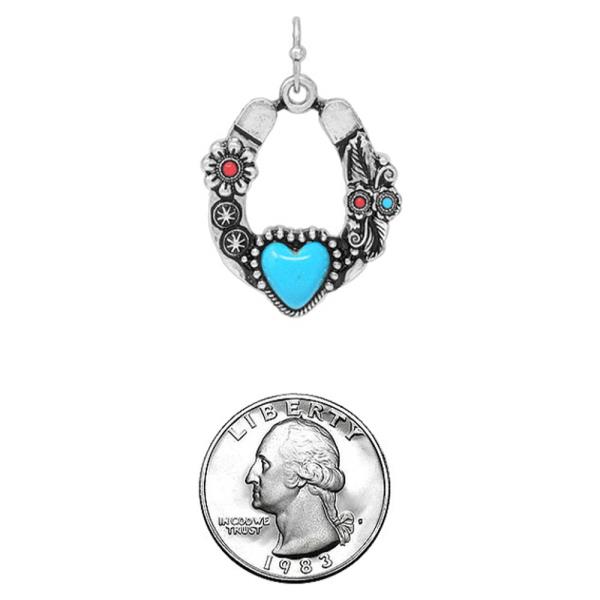 WESTERN HORSESHOE MULTI STONE DANGLE EARRING