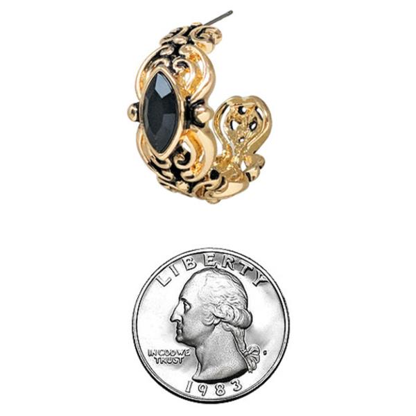 TAILORED CUTOUT FILIGREE TEXTURED WITH STONE HOOP EARRING