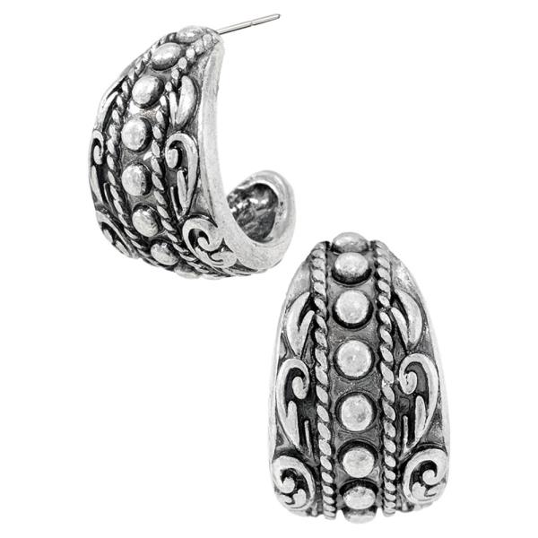 WESTERN BALL TEXTURED FILIGREE HOOP EARRING