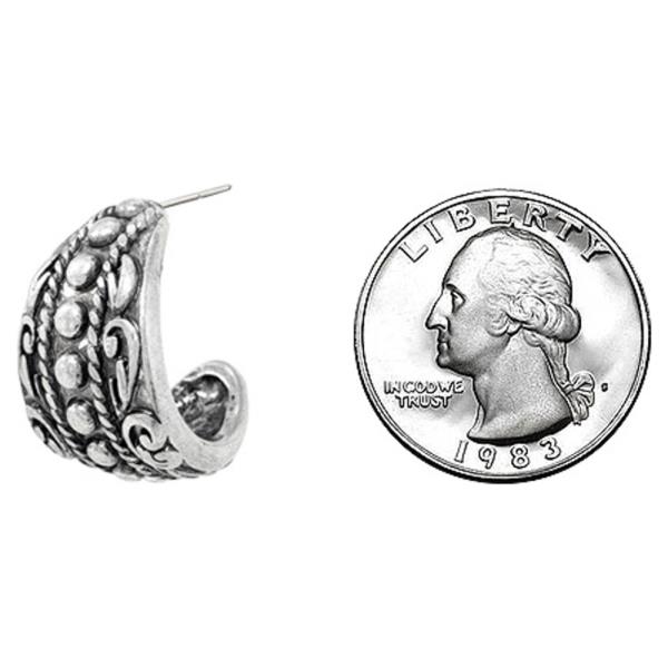 WESTERN BALL TEXTURED FILIGREE HOOP EARRING