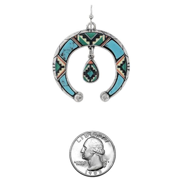 WESTERN AZTEK PRINT WITH HAND STONE EARRING