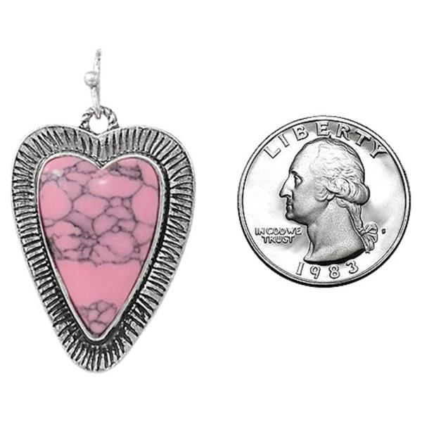 WESTERN HAND HEART STONE EARRING