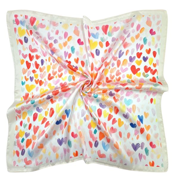 HEART PRINT SQUARE SCARF