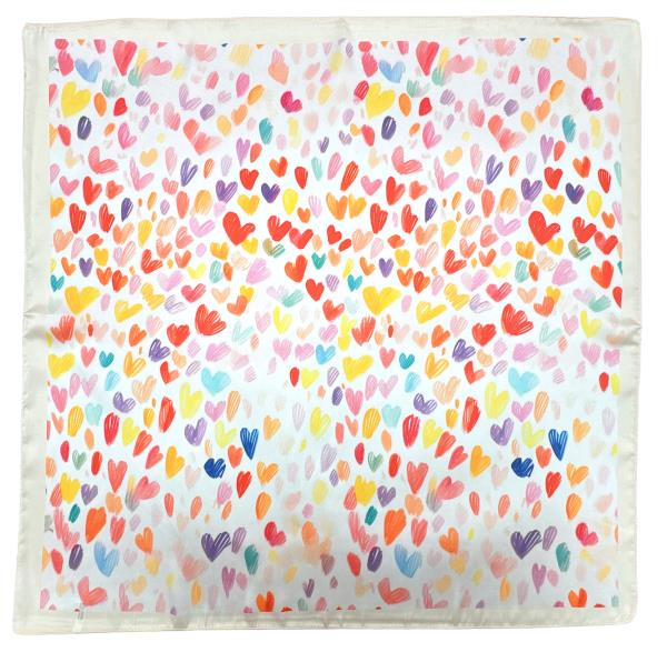HEART PRINT SQUARE SCARF