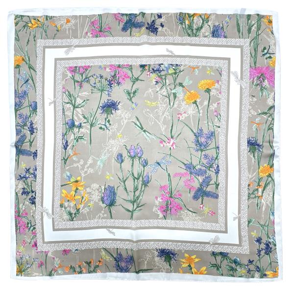 FLOWER BORDER PRINT SQUARE SCARF