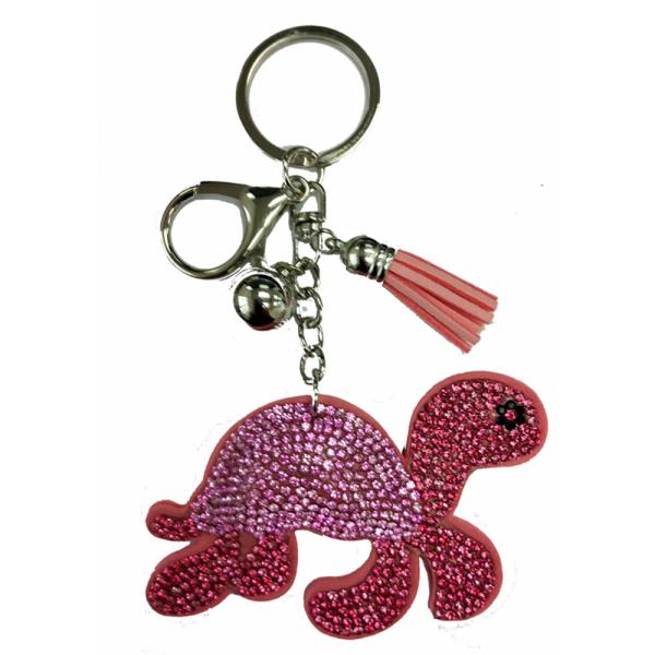 RHINESTONE TURTLE KEYCHAIN WITH TASSEL