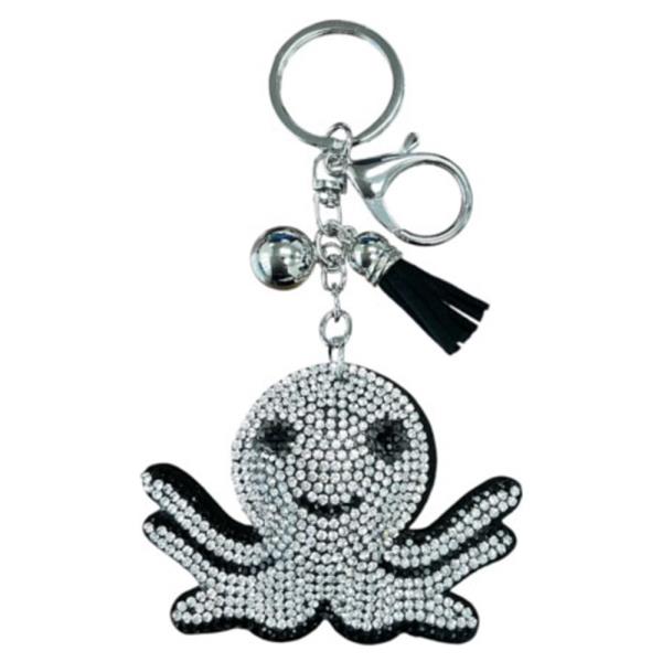 RHINESTONE OCTOPUS KEYCHAIN WITH TASSEL