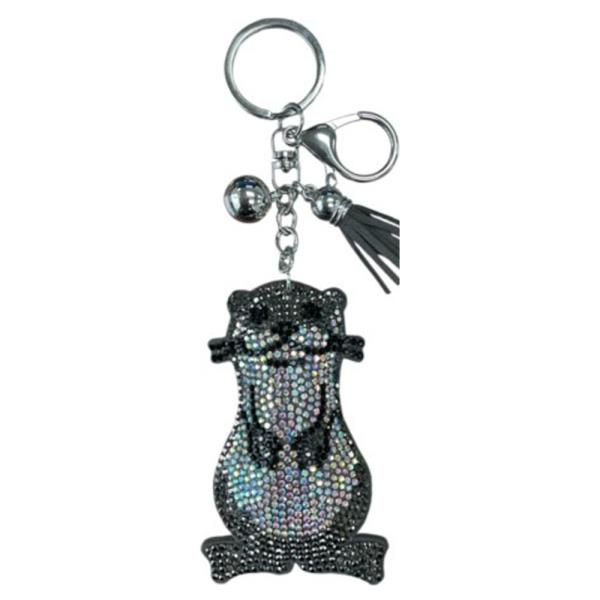 RHINESTONE OTTER KEYCHAIN WITH TASSEL