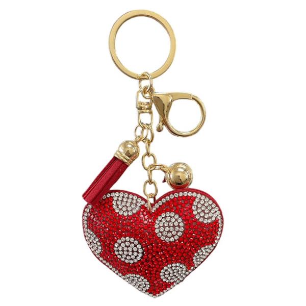RHINESTONE HEART KEYCHAIN WITH TASSEL