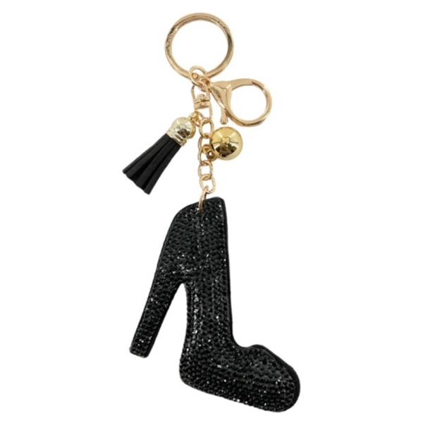 RHINESTONE HIGH HEEL KEYCHAIN WITH TASSEL