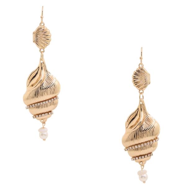 SEASHELL LINK DANGLE METAL EARRING