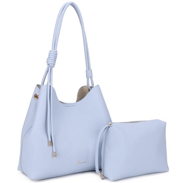 2IN1 TEXTURED SHOULDER HOBO BAG W ZIPPER POUCH SET