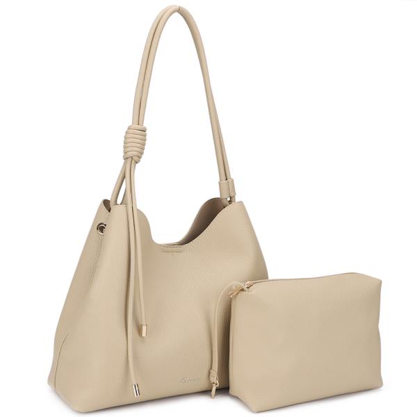 2IN1 TEXTURED SHOULDER HOBO BAG W ZIPPER POUCH SET