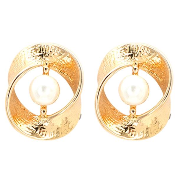 PEARL BEAD ROUND METAL EARRING