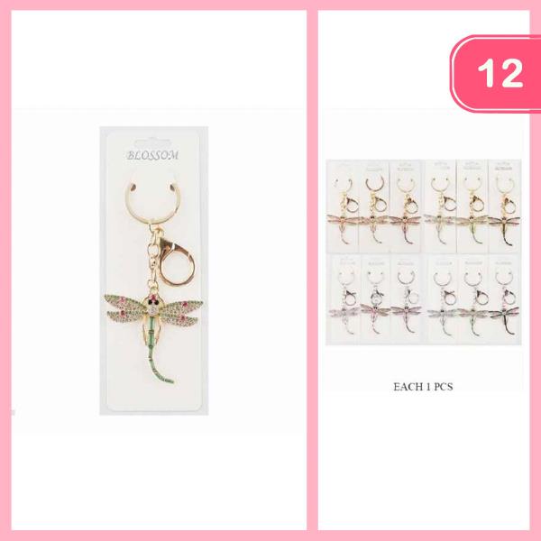 RHINESTONE DRAGONFLY KEYCHAIN (12 UNITS)
