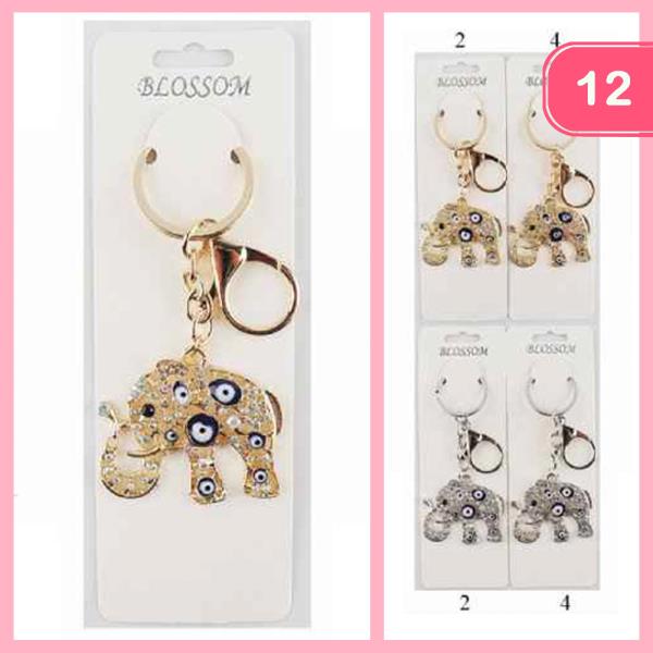 EVIL EYE RHINESTONE ANIMAL KEYCHAIN (12 UNITS)