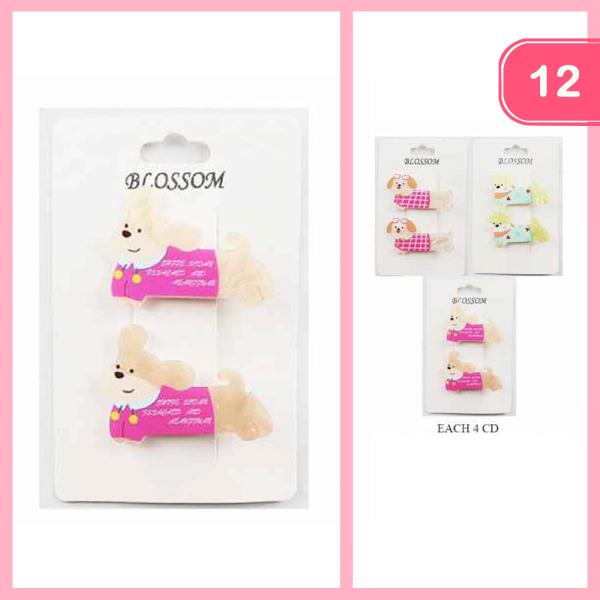 CUTE DOG HAIR CLIPS (12 UNITS)