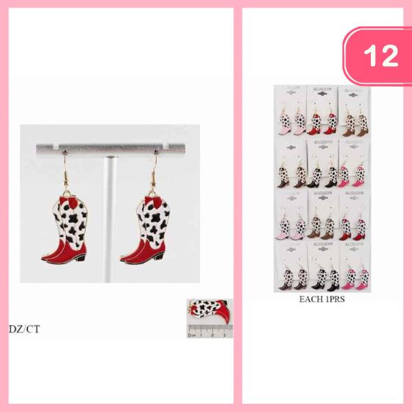 WESTERN BOOTS DANGLE EARRING (12 UNITS)