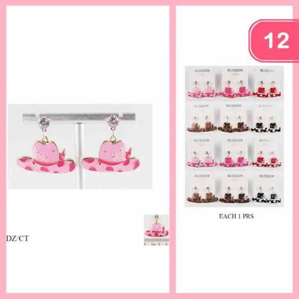 WESTERN HAT DANGLE EARRING (12 UNITS )