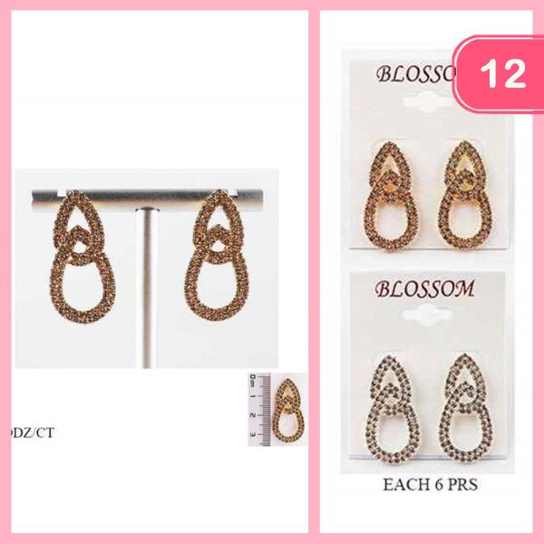 RHINESTONE DANGLE EARRING (12 UNITS)