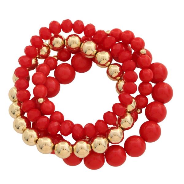 MIXED METAL BEAD BRACELET SET