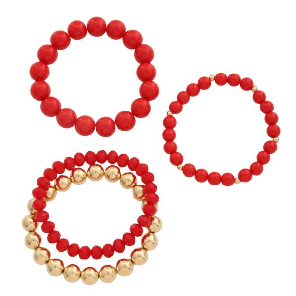 MIXED METAL BEAD BRACELET SET