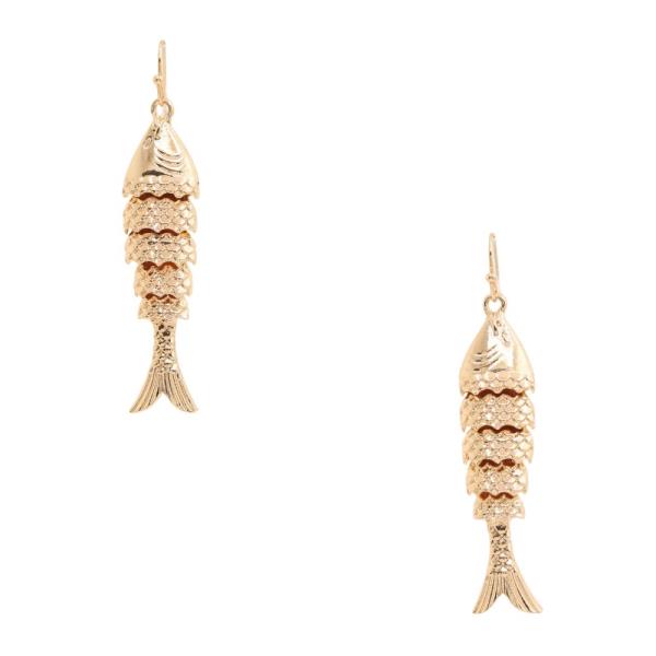TEXTURED FISH METAL DANGLE EARRING