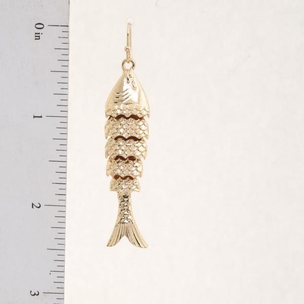 TEXTURED FISH METAL DANGLE EARRING