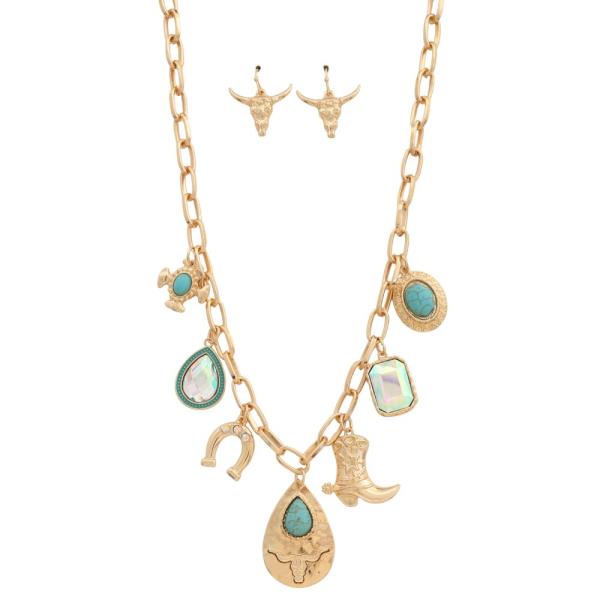 TEARDROP WESTERN CHARM METAL NECKLACE