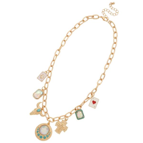 WESTERN MULTI CHARM METAL NECKLACE