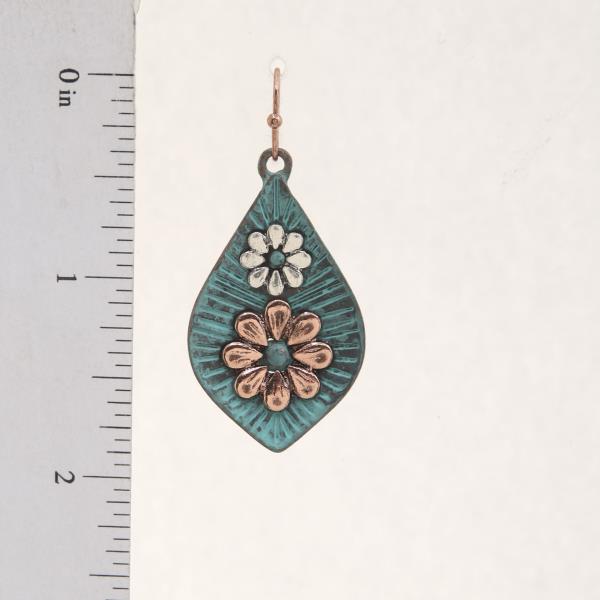 PATINA MULTI COLOR DOUBLE FLOWER DANGLE EARRING