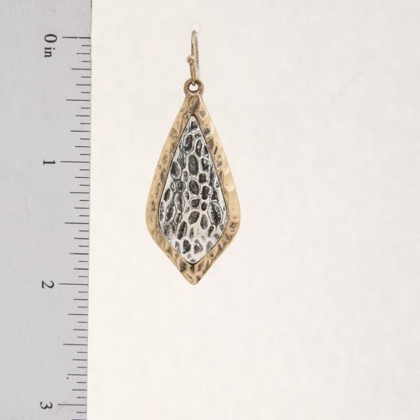 TEXTURED TWO TONE METAL DANGLE EARRING